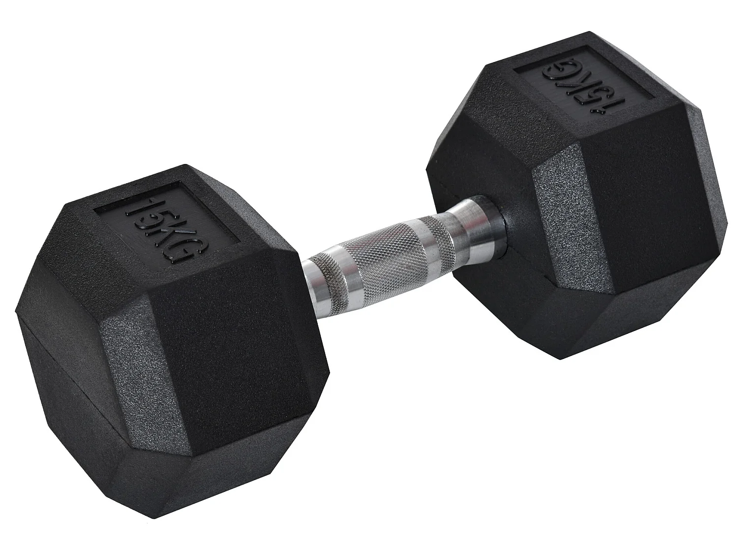 Haltère courte poids 15 Kg - entraînement musculaire & haltérophilie - acier caoutchouc noir