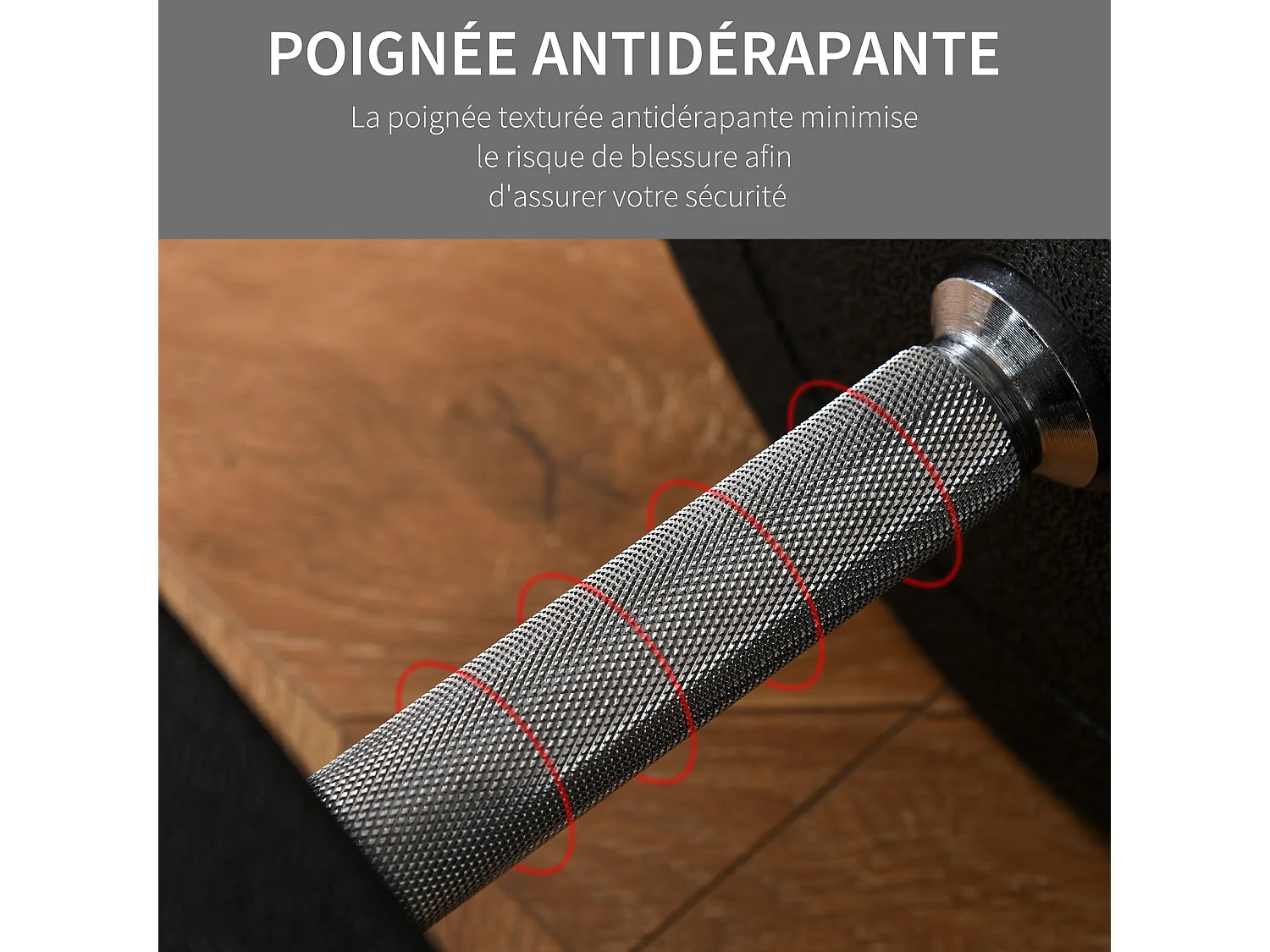 Ensemble d'haltères courtes total 30 Kg - barres incluses - entraînement musculaire & haltérophilie - acier PU noir