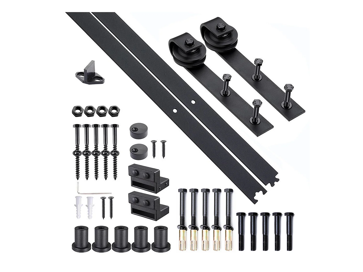 HOMCOM Kit de porte coulissante système galandage pour porte d'une épaisseur de 35-45 mm et largeur max. 1 m charge max. 100 Kg acier brun foncé