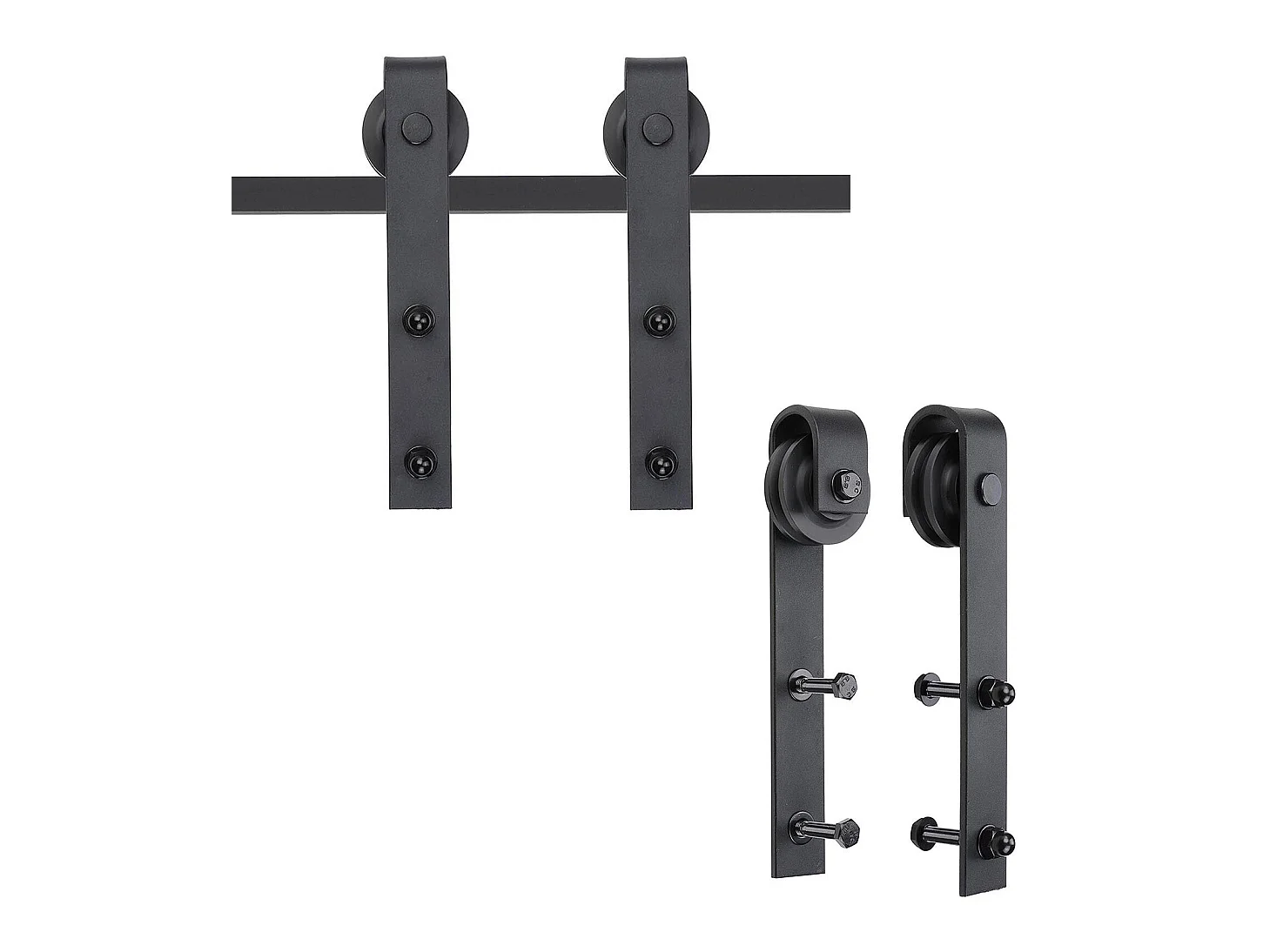 HOMCOM Kit de porte coulissante système galandage pour porte d'une épaisseur de 35-45 mm et largeur max. 1 m charge max. 100 Kg acier brun foncé