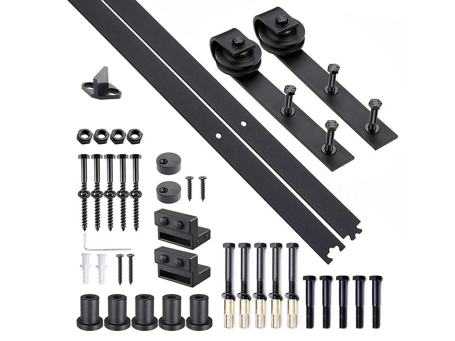 HOMCOM Kit de porte coulissante système galandage pour porte d'une épaisseur de 35-45 mm et largeur max. 1 m charge max. 100 Kg acier brun foncé