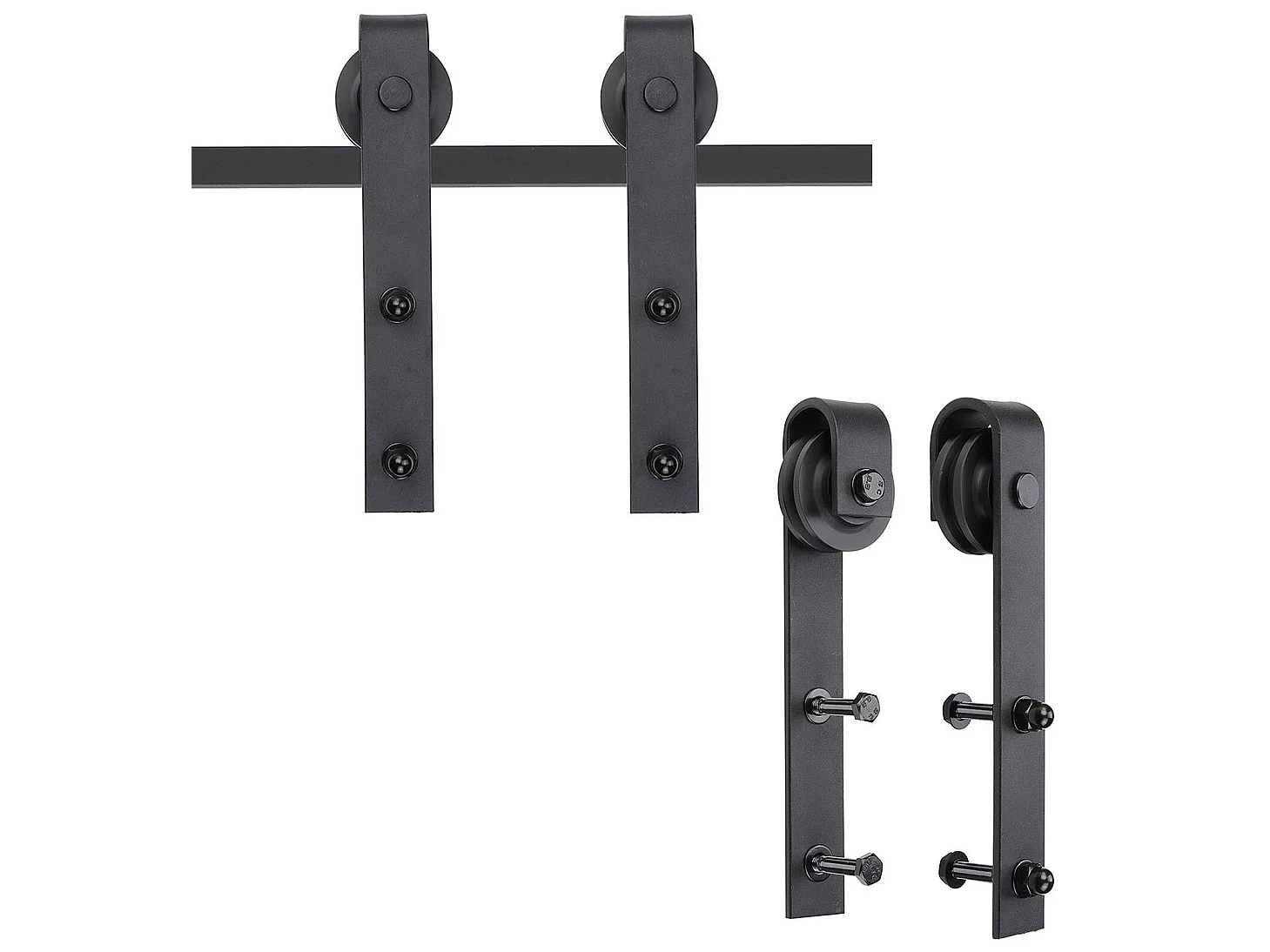 HOMCOM Kit de porte coulissante système galandage pour porte d'une épaisseur de 35-45 mm et largeur max. 1 m charge max. 100 Kg acier brun foncé