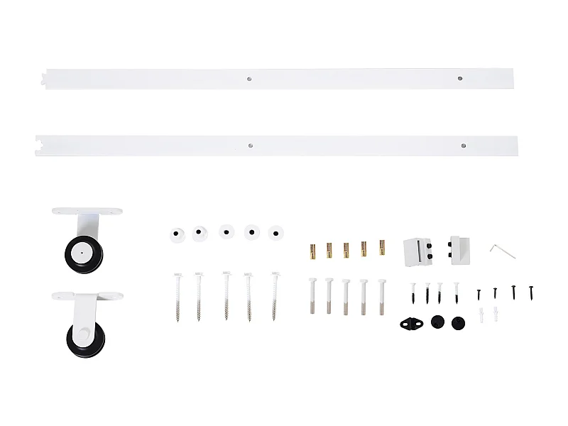 Kit de porte coulissante système galandage pour porte épaisseur 35-45 ou 40-45 mm longueur rail 1,83 m charge max. 100 Kg acier blanc