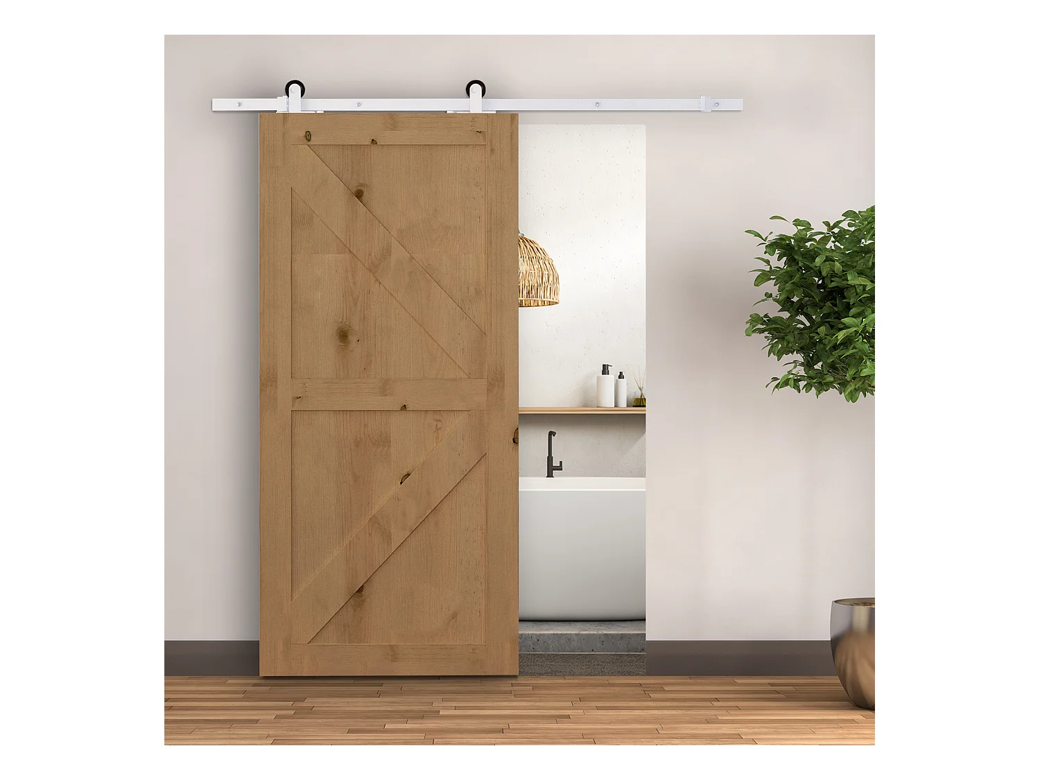 Kit de porte coulissante système galandage pour porte épaisseur 35-45 ou 40-45 mm longueur rail 1,83 m charge max. 100 Kg acier blanc