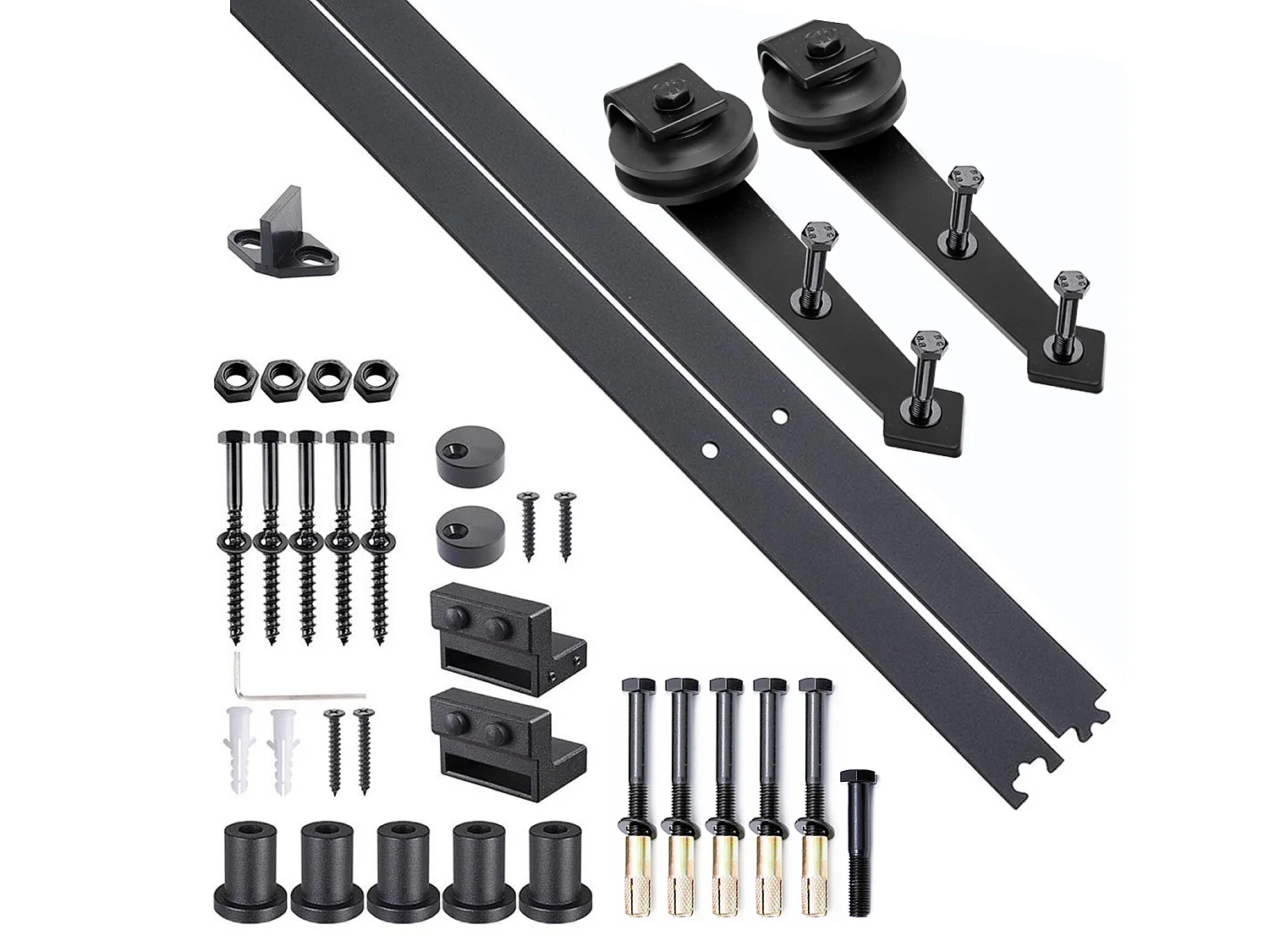 HOMCOM Kit de porte coulissante système galandage pour porte épaisseur 35-45 mm largeur max. 1 m charge max. 100 Kg acier brun foncé