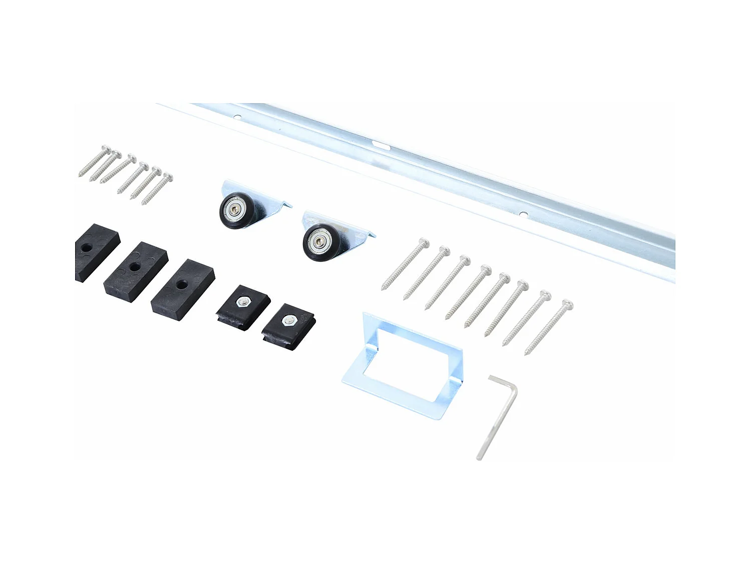 Kit complet porte coulissante 4 x 93 cm (p x l): rail, roulettes, visserie