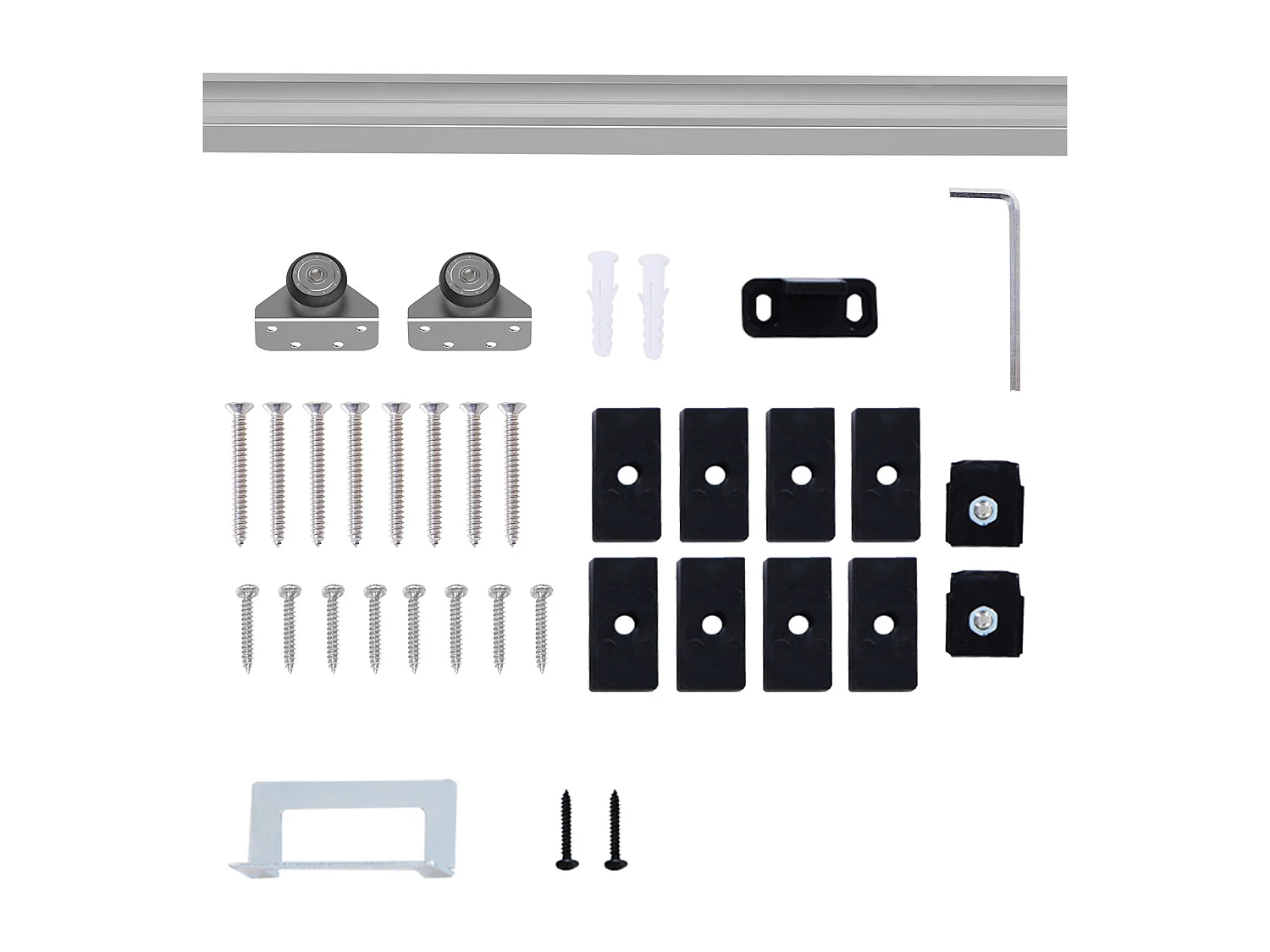 Kit complet porte coulissante 4 x 93 cm (p x l): rail, roulettes, visserie