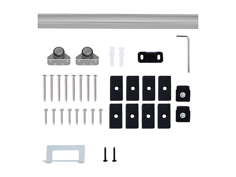 Kit complet porte coulissante 4 x 93 cm (p x l): rail, roulettes, visserie