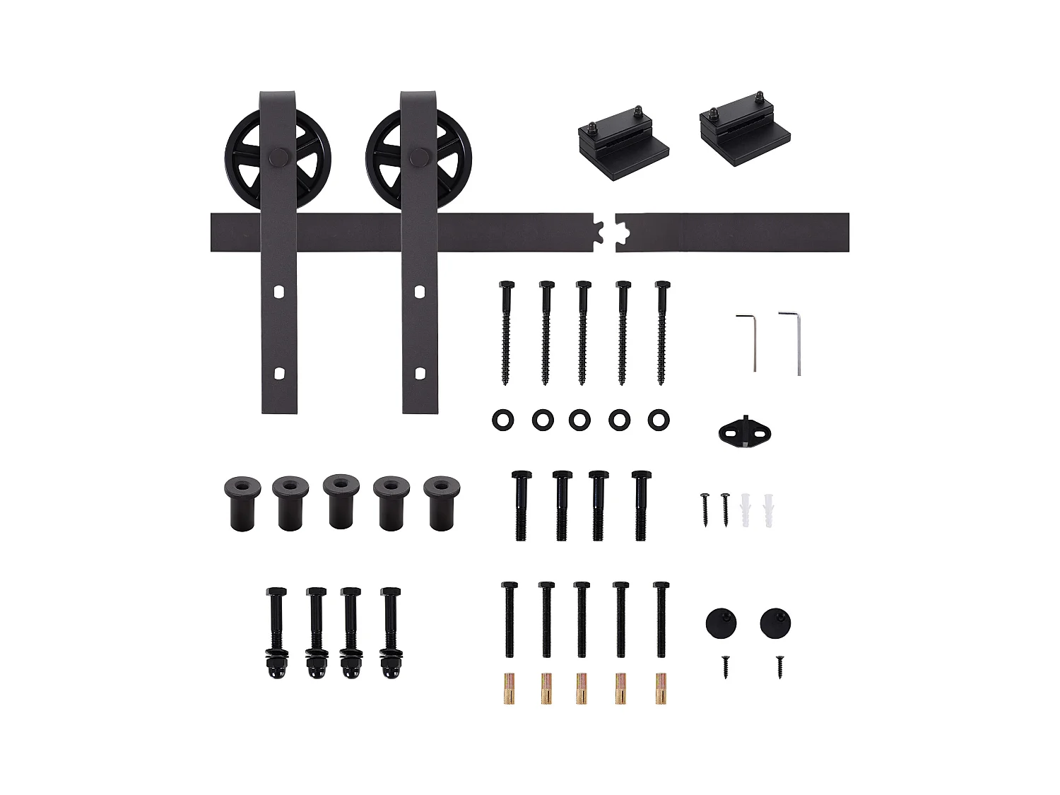 Kit de porte coulissante système galandage pour porte épaisseur 35-45 ou 40-45 mm longueur rail 1,83 m charge max. 100 Kg acier brun