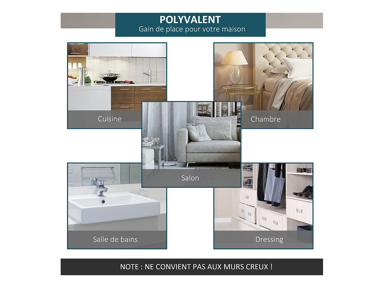 Kit de porte coulissante système galandage pour porte épaisseur 35-45 ou 40-45 mm longueur rail 1,83 m charge max. 100 Kg acier brun