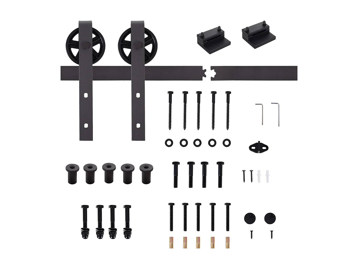 Kit de porte coulissante système galandage pour porte épaisseur 35-45 ou 40-45 mm longueur rail 1,83 m charge max. 100 Kg acier brun