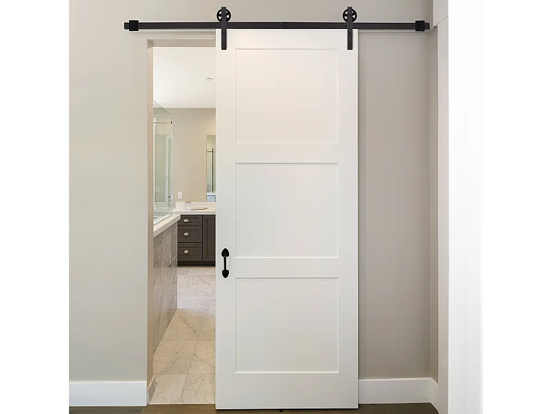 Kit de porte coulissante système galandage pour porte épaisseur 35-45 ou 40-45 mm longueur rail 1,83 m charge max. 100 Kg acier brun