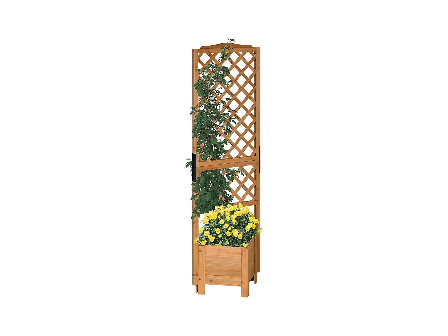 Jardinière avec treillis - bac à fleurs - jardinière sur pied - dim. 54,5L x 52l x 180H cm - bois sapin pré-huilé
