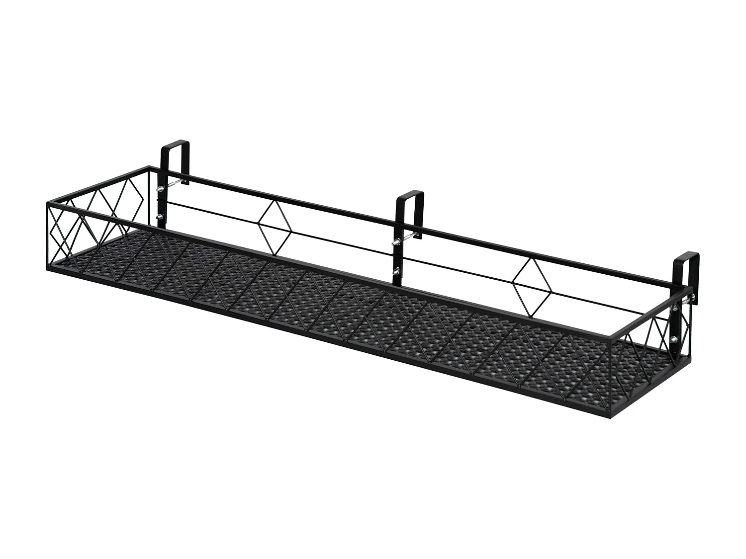 Support de pot de fleurs jardinière suspendu - fixations réglables - jardinière pour balcon - dim. 100L x 31l x 12H cm - métal noir