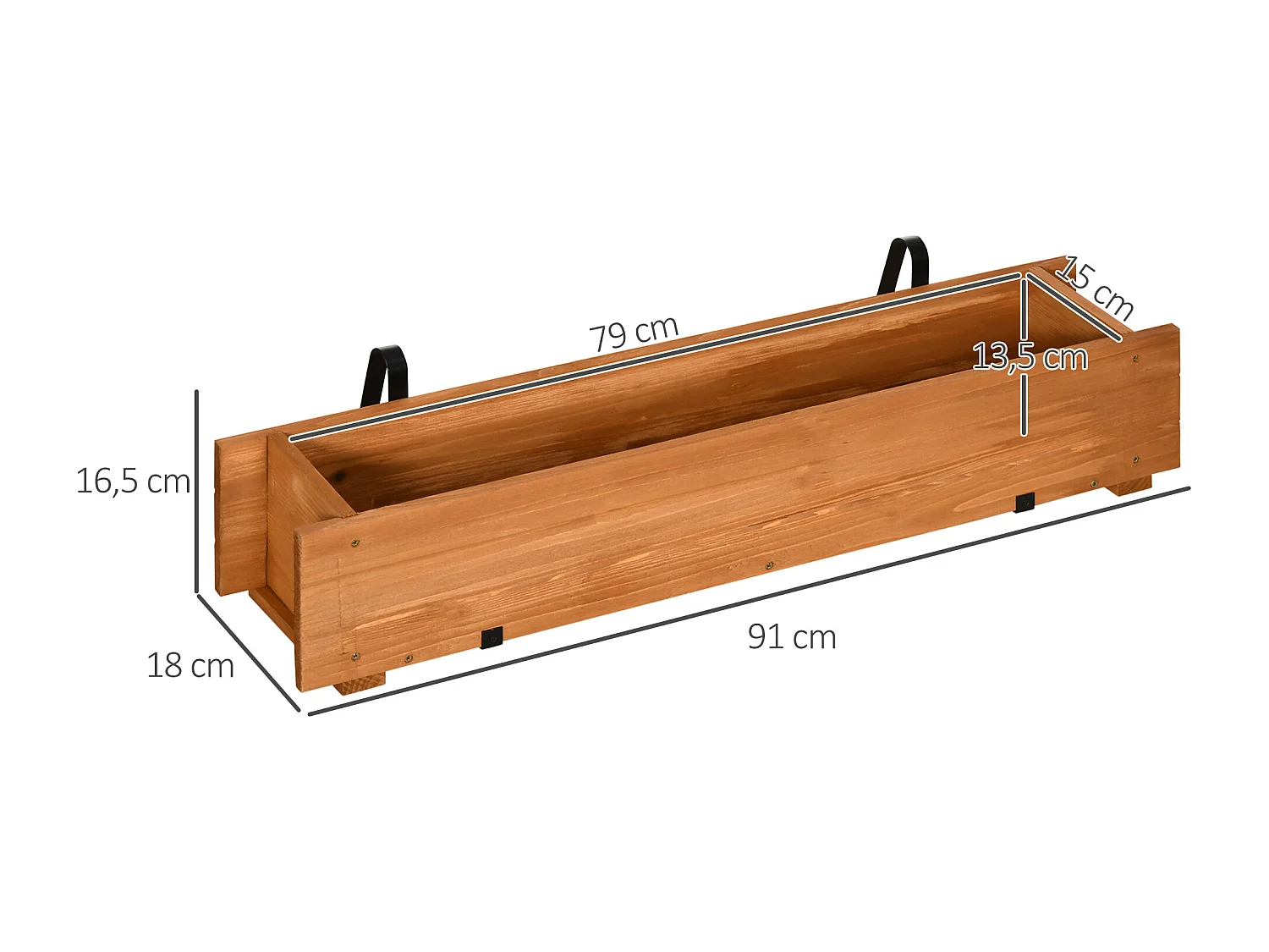 Jardinière suspendue pour fleurs plantes - balconnière - crochets, système d'irrigation intégrés - bois sapin pré-huilé