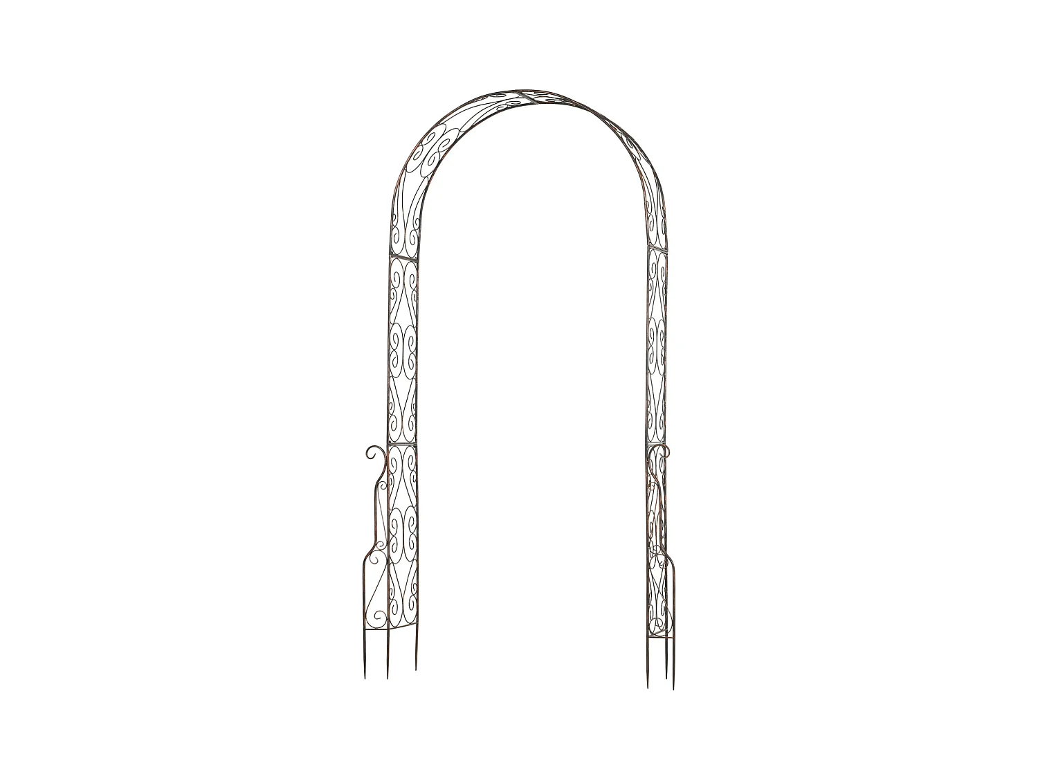 Arche de jardin arche à rosiers style fer forgé dim. 120L x 30l x 226H cm métal époxy noir vieilli cuivré