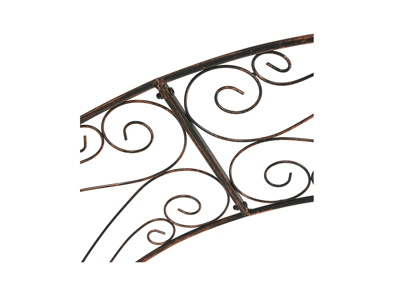 Arche de jardin arche à rosiers style fer forgé dim. 120L x 30l x 226H cm métal époxy noir vieilli cuivré