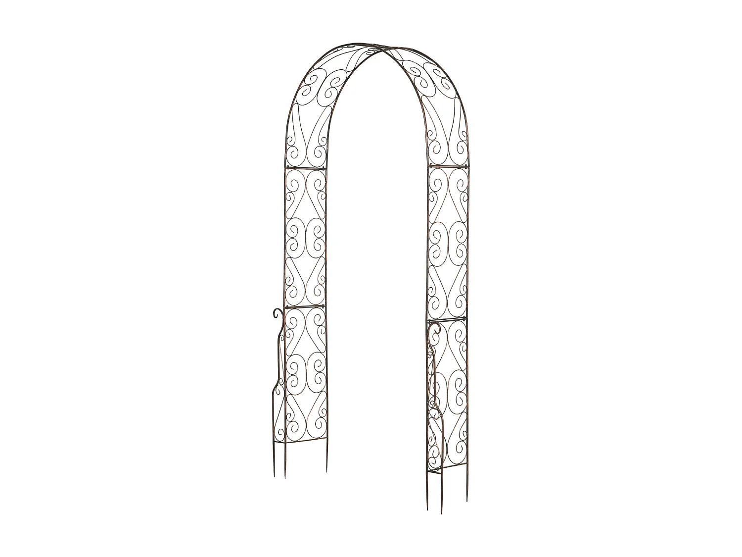 Arche de jardin arche à rosiers style fer forgé dim. 120L x 30l x 226H cm métal époxy noir vieilli cuivré