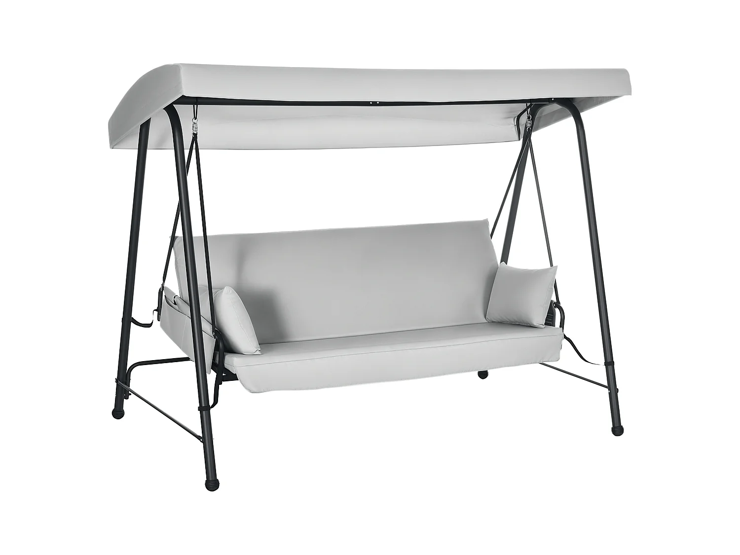 Balancelle de jardin 3 places convertible auvent réglable épais coussins amovibles polyester acier époxy gris clair