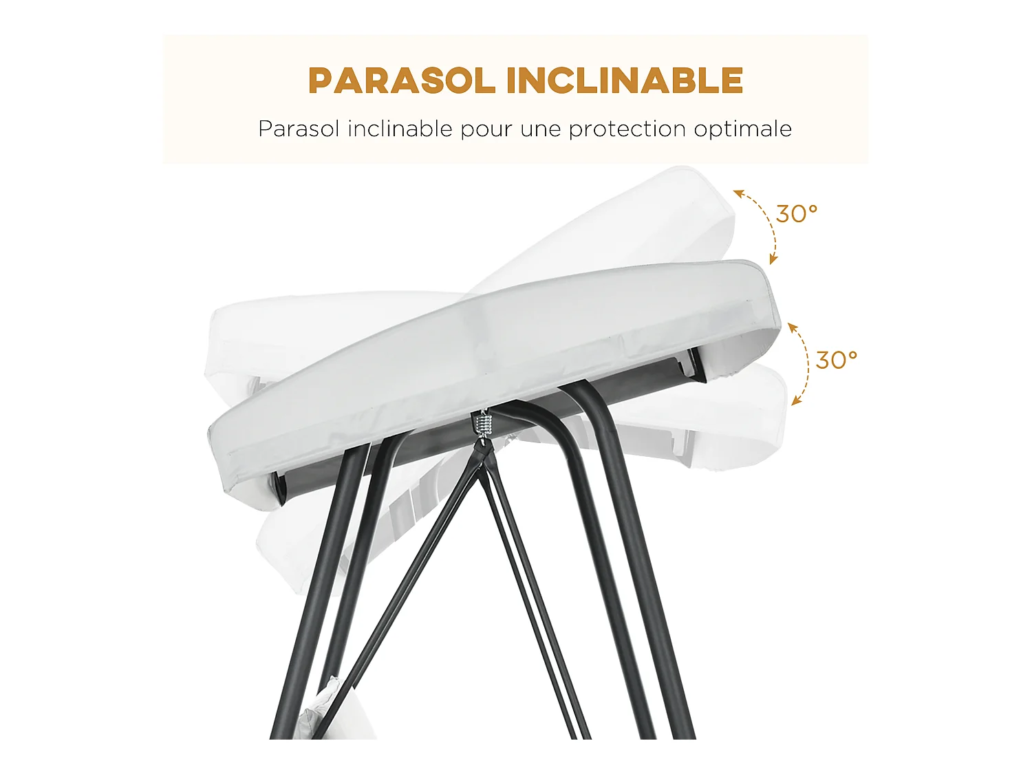 Balancelle de jardin 3 places convertible auvent réglable épais coussins amovibles polyester acier époxy gris clair