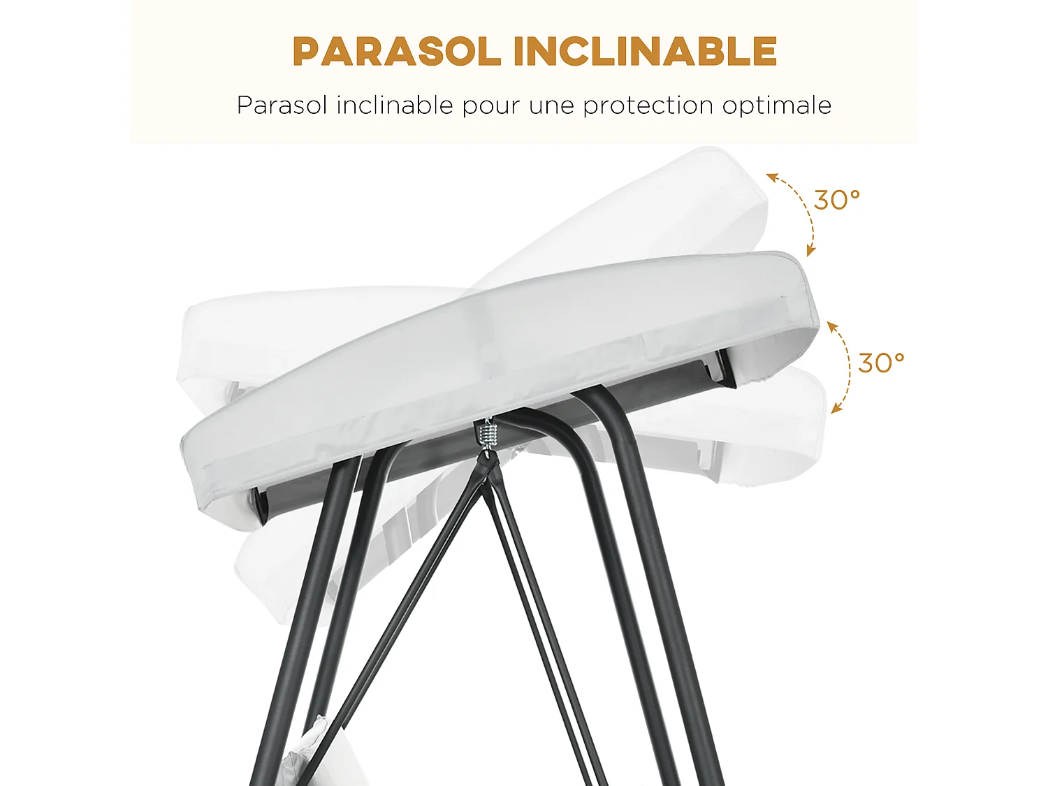 Balancelle de jardin 3 places convertible auvent réglable épais coussins amovibles polyester acier époxy gris clair