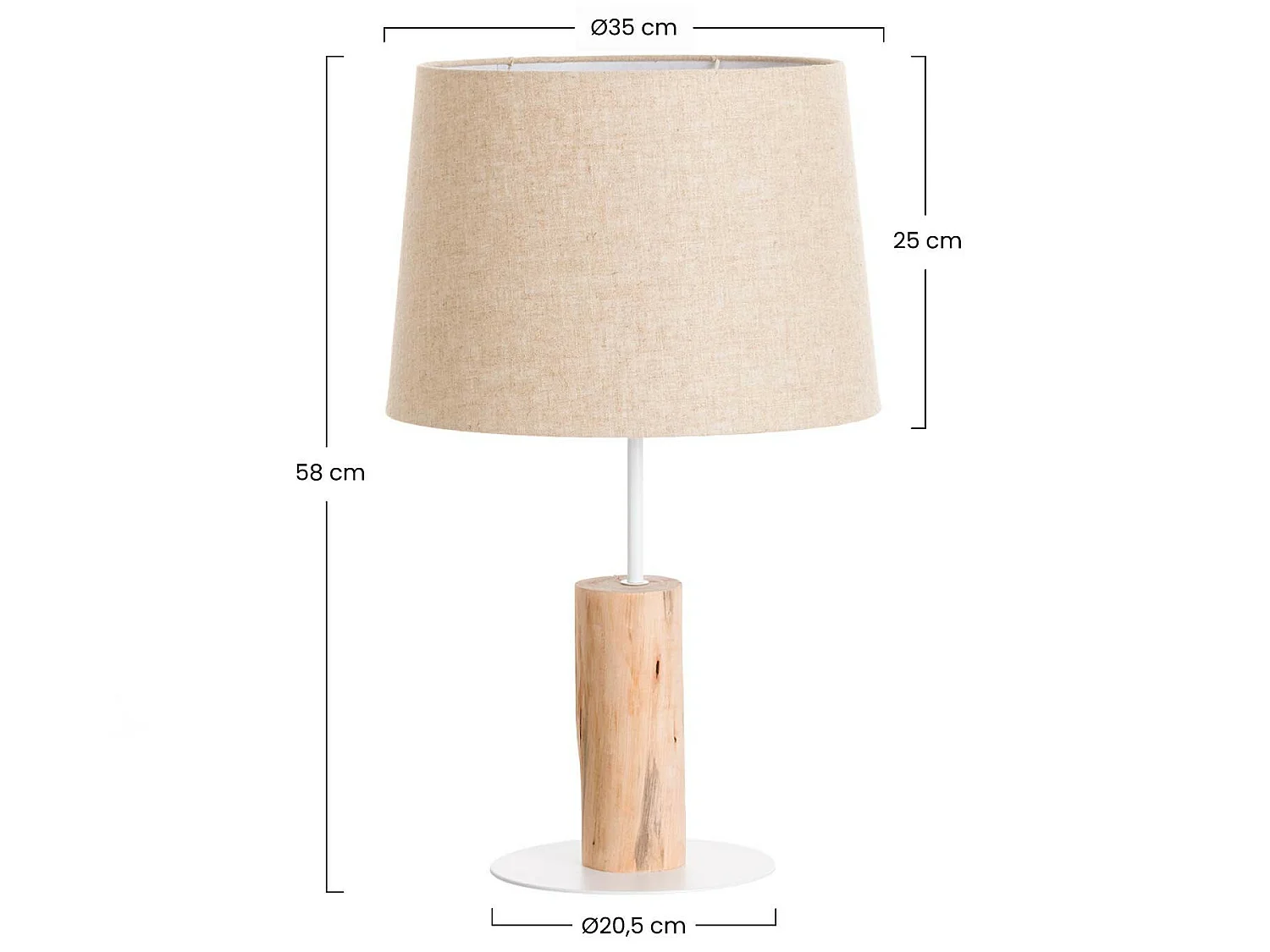 Pristino Lampe à poser naturelle 35x35x58cm 7hSevenOn Deco