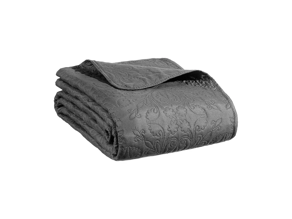 Dessus de lit Gris foncé motif Arabesque 240 x 260 avec 2 Taies