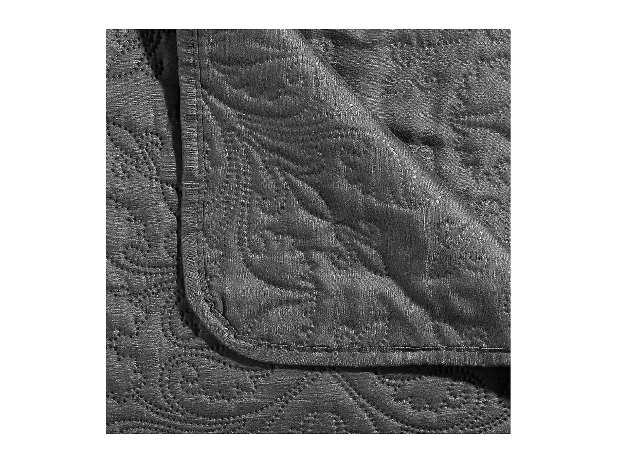 Dessus de lit Gris foncé motif Arabesque 240 x 260 avec 2 Taies
