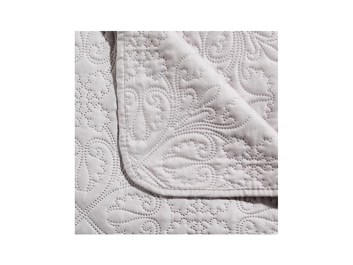 Dessus de lit Beige Lin motif Arabesque 240 x 260 avec 2 Taies