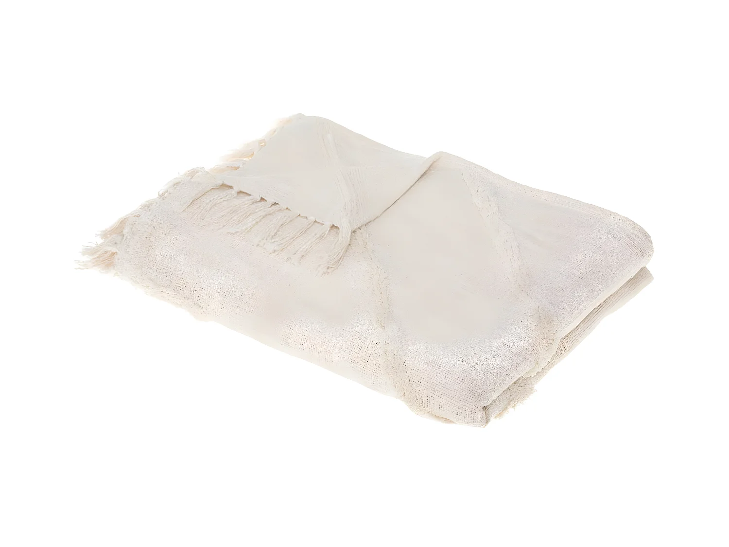 Jeté de Lit en Coton Ivoire motif Inca tufté 130 x 180 cm