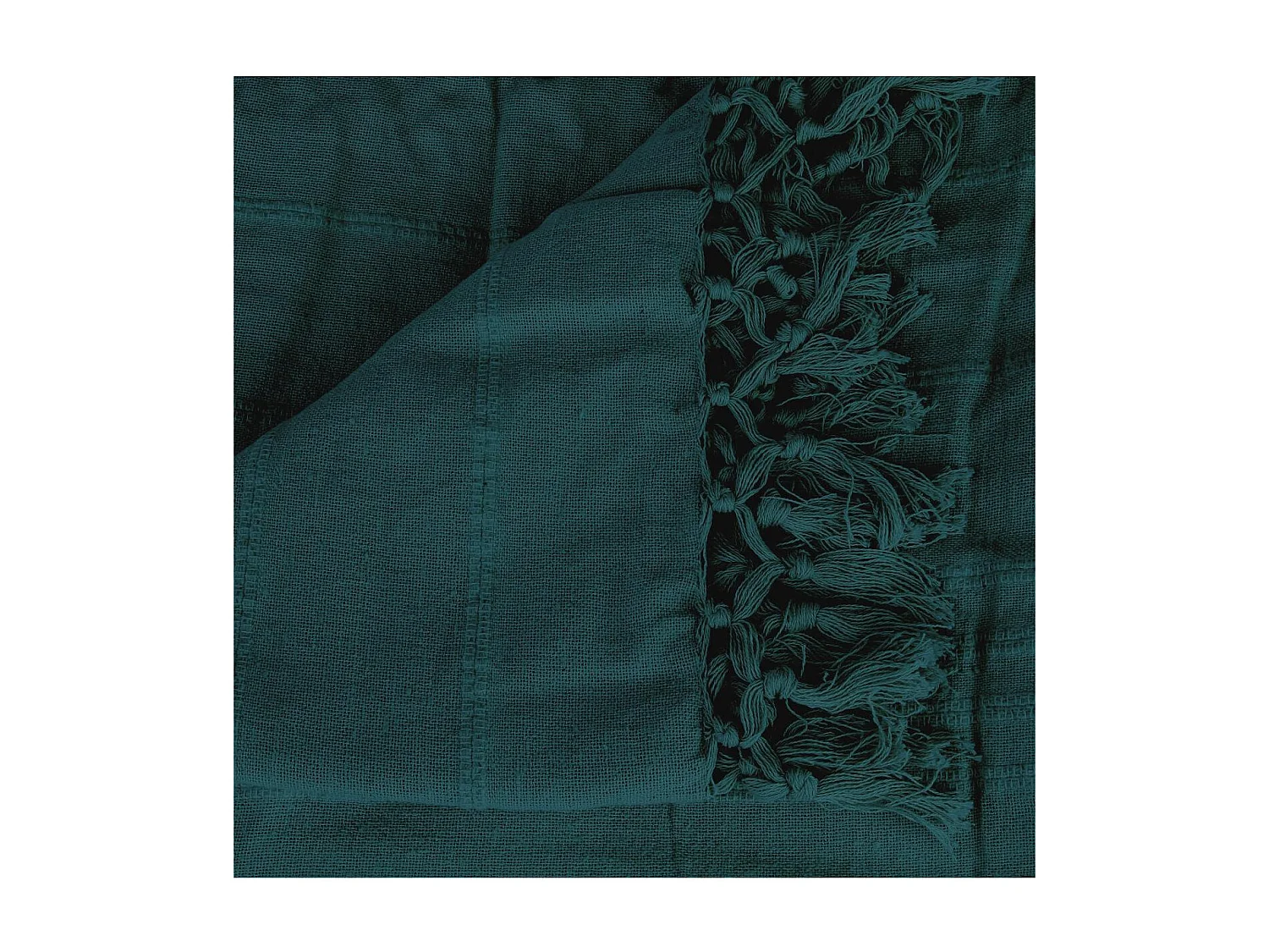 Jeté de Lit 100% Coton Bleu Canard 160 x 220 cm