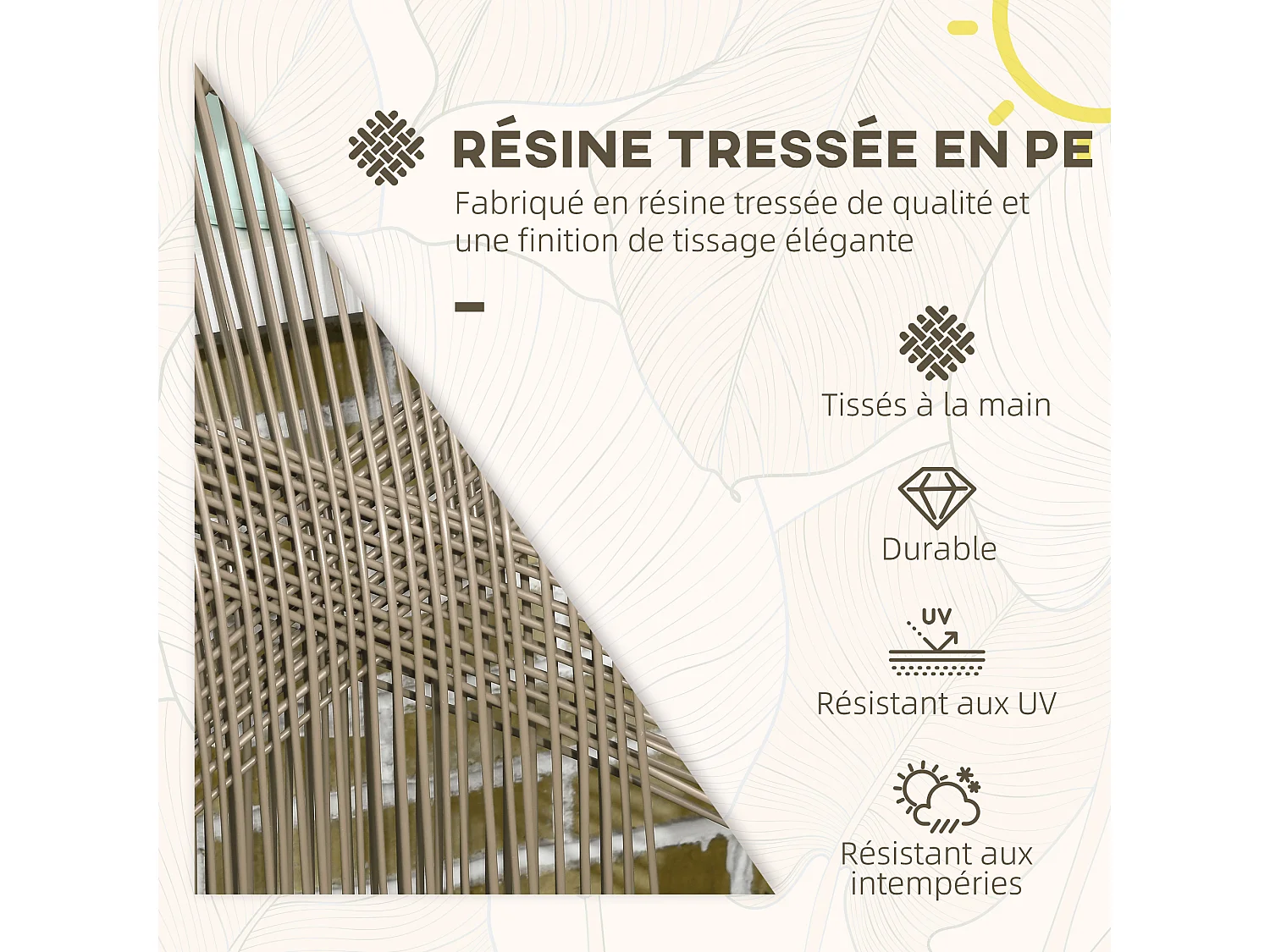 Ensemble bistro de jardin 2 places 3 pièces style contemporain acier époxy noir résine filaire gris clair