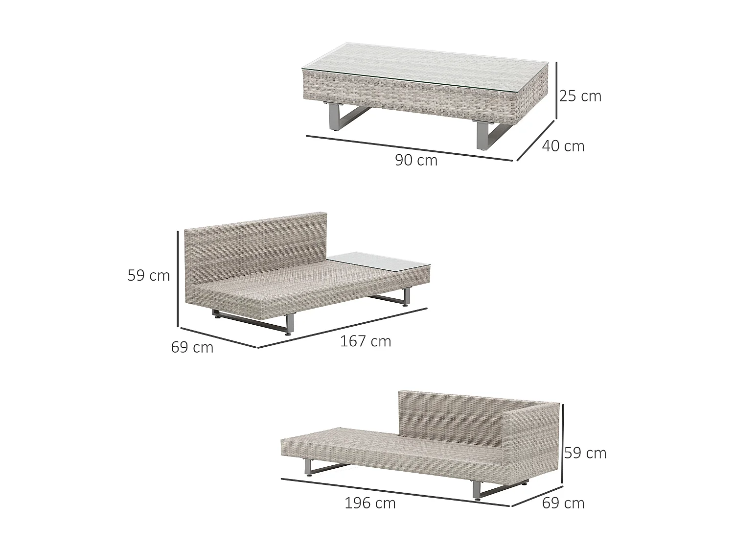 Ensemble salon de jardin d'angle 5 places design contemporain coussins déhoussables table basse acier époxy résine tressée grise
