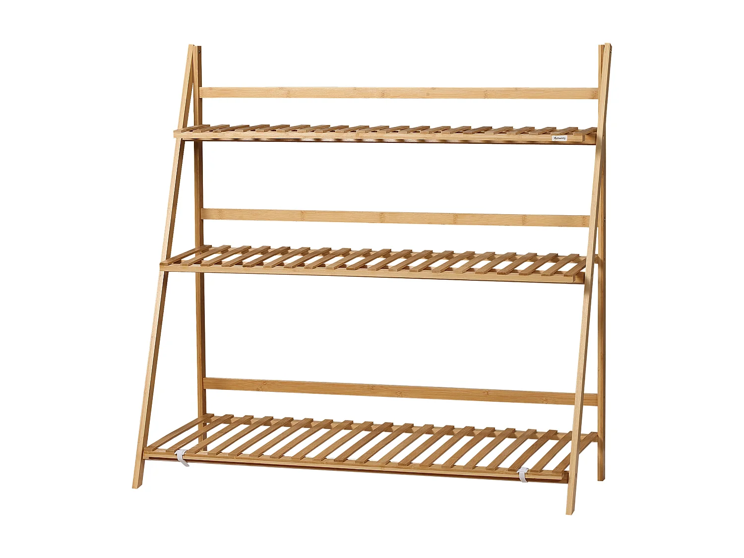 Étagère échelle à fleurs en bois de bambou - porte plantes pliable bois 3 étagères à lattes