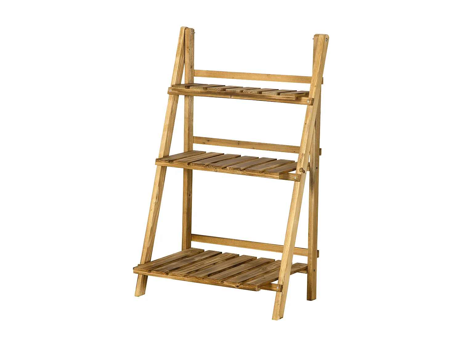 Etagère échelle à fleurs pliable 3 niveaux bois de sapin traité carbonisation
