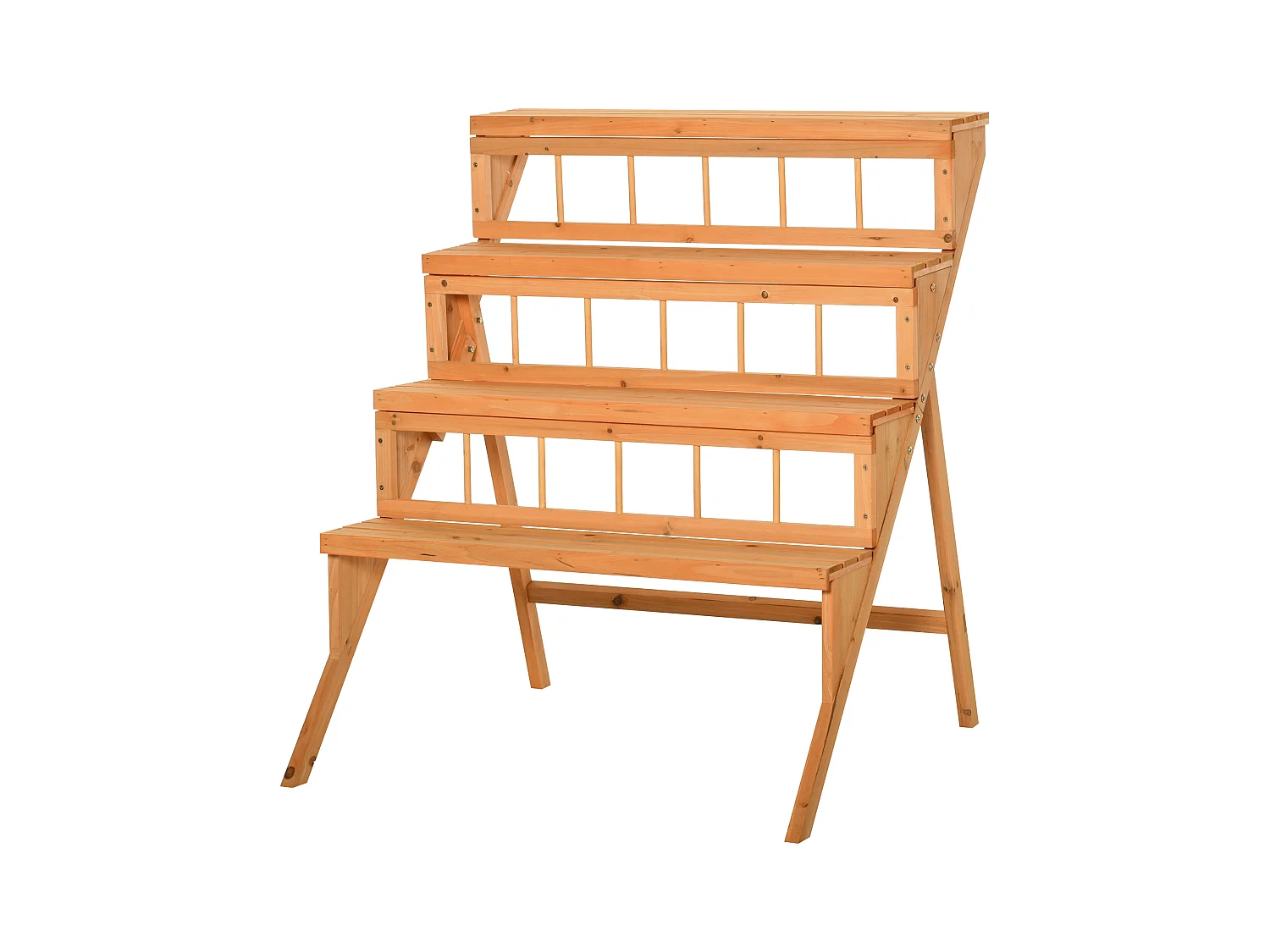 Étagère échelle à fleurs en bois - porte plante bois 4 étagères - bois sapin pré-huilé