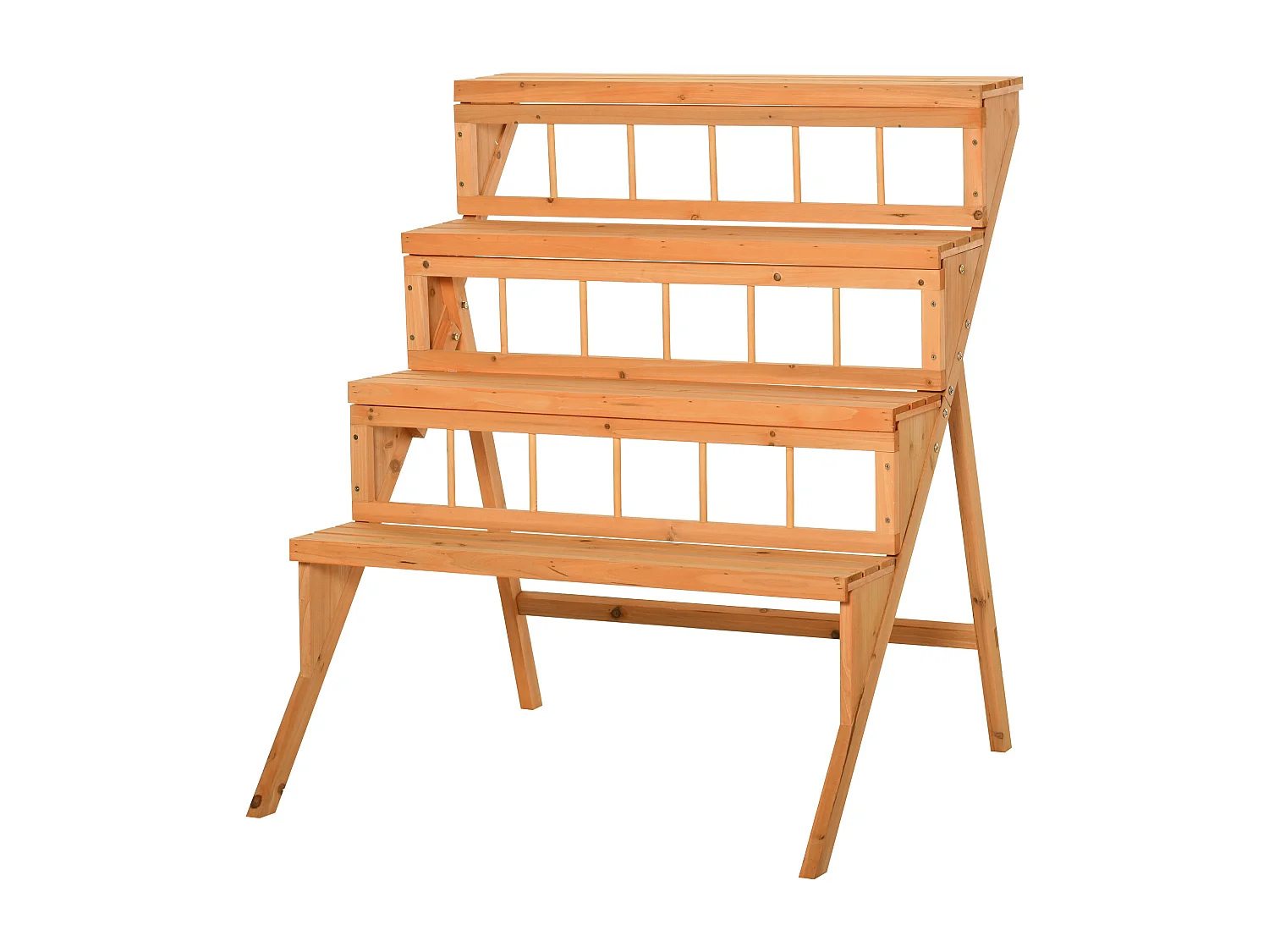 Étagère échelle à fleurs en bois - porte plante bois 4 étagères - bois sapin pré-huilé