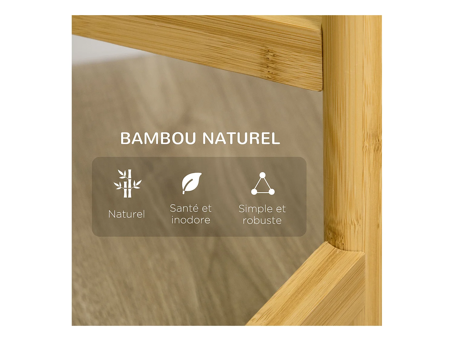 Support à fleurs style scandinave 4 niveaux - porte plante 4 étagères - bois bambou verni métal blanc