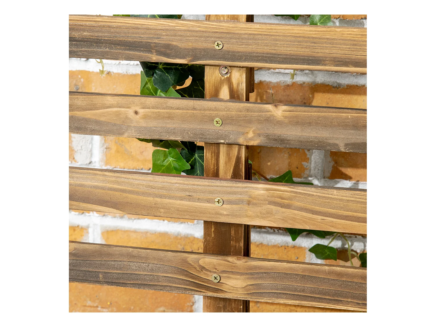 Jardinière avec treillis sur roulettes - inserts d'irrigation, géotextile inclus - métal bois sapin traité carbonisation