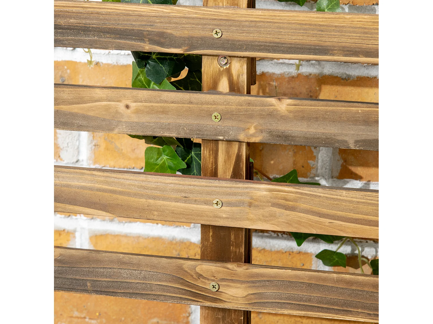 Jardinière avec treillis sur roulettes - inserts d'irrigation, géotextile inclus - métal bois sapin traité carbonisation