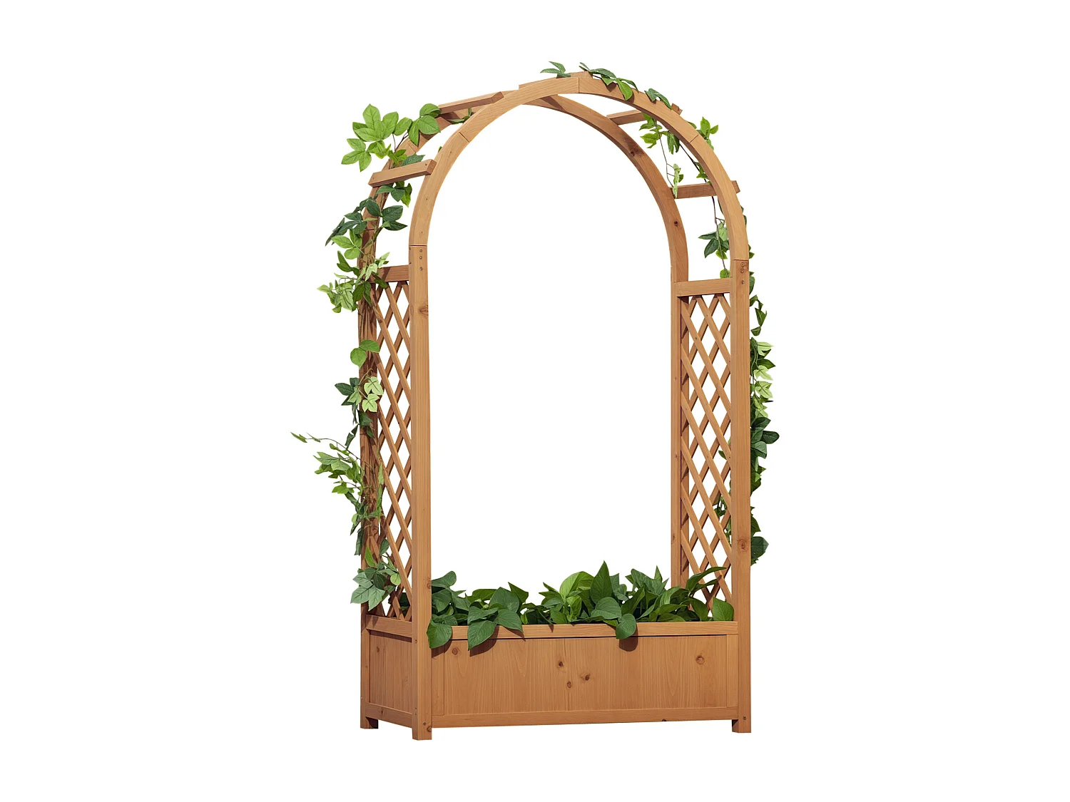 Jardinière avec treillis et arche - bac à fleurs - jardinière sur pied - dim. 83L x 36l x 152H cm - bois sapin pré-huilé