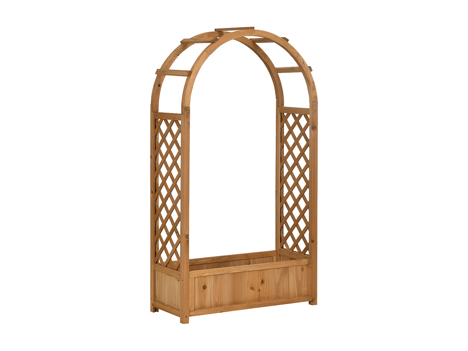 Jardinière avec treillis et arche - bac à fleurs - jardinière sur pied - dim. 83L x 36l x 152H cm - bois sapin pré-huilé