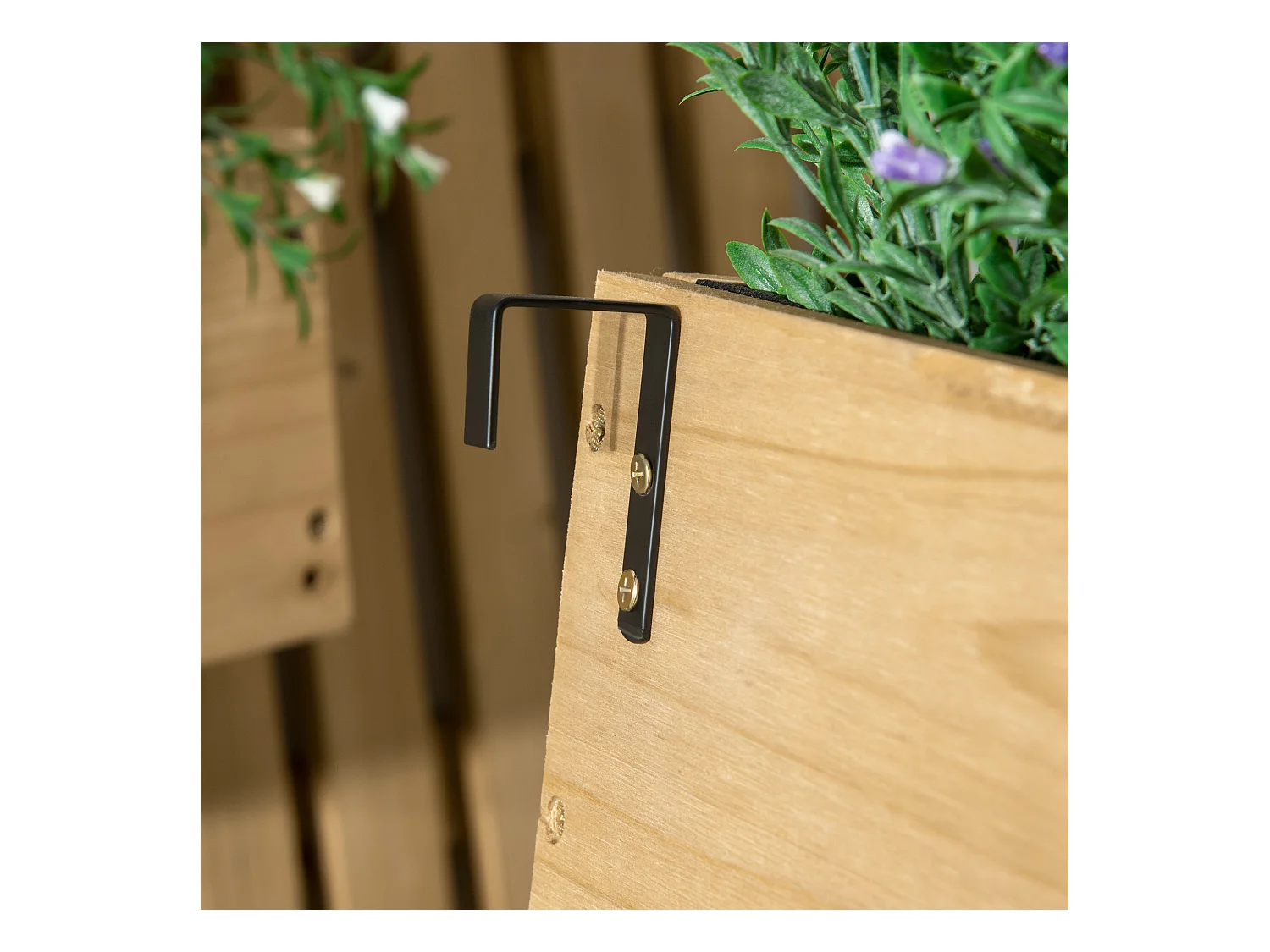 Jardinière murale avec treillis - lot de 3 jardinières murales - dim. 60L x 16l x 80H cm - bois sapin pré-huilé