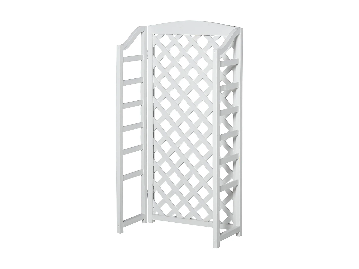 Étagère à fleurs pliable - 4 étagères à lattes réglables - pan arrière treillis - bois sapin blanc
