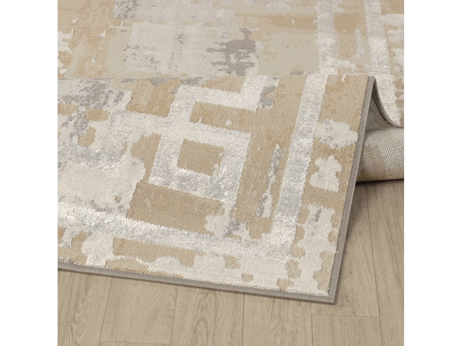 Modern Abstract Tapijt - Beige/Wit - 80x150cm - MARTINA
