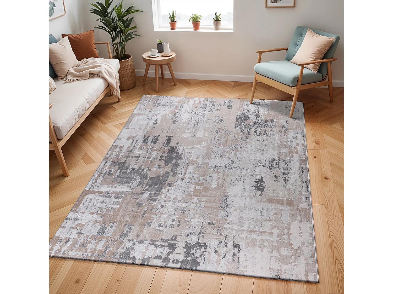 Tapis Abstrait Moderne - Gris/Beige - 80x150cm - ORGANA