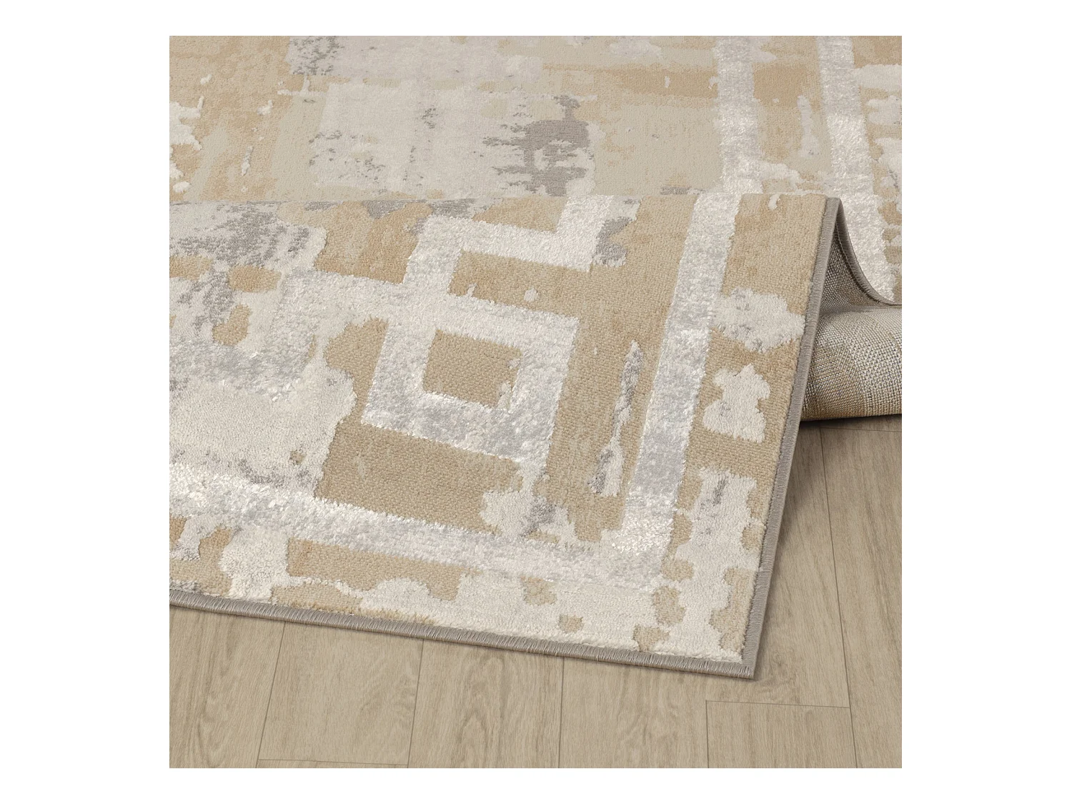 Modern Abstract Tapijt - Beige/Wit - 200x275cm - MARTINA
