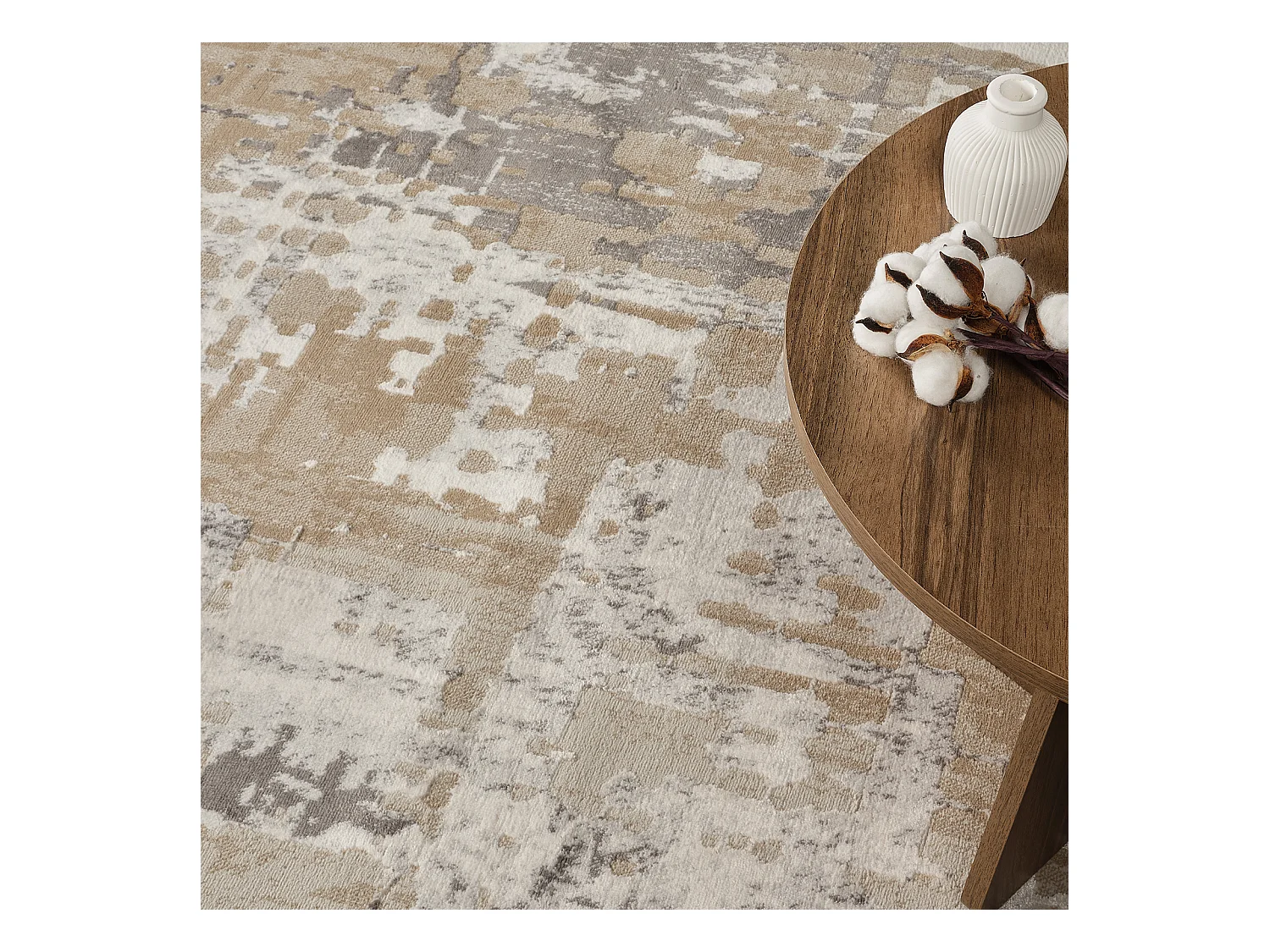 Modern Abstract Tapijt - Beige/Wit - 200x275cm - MARTINA