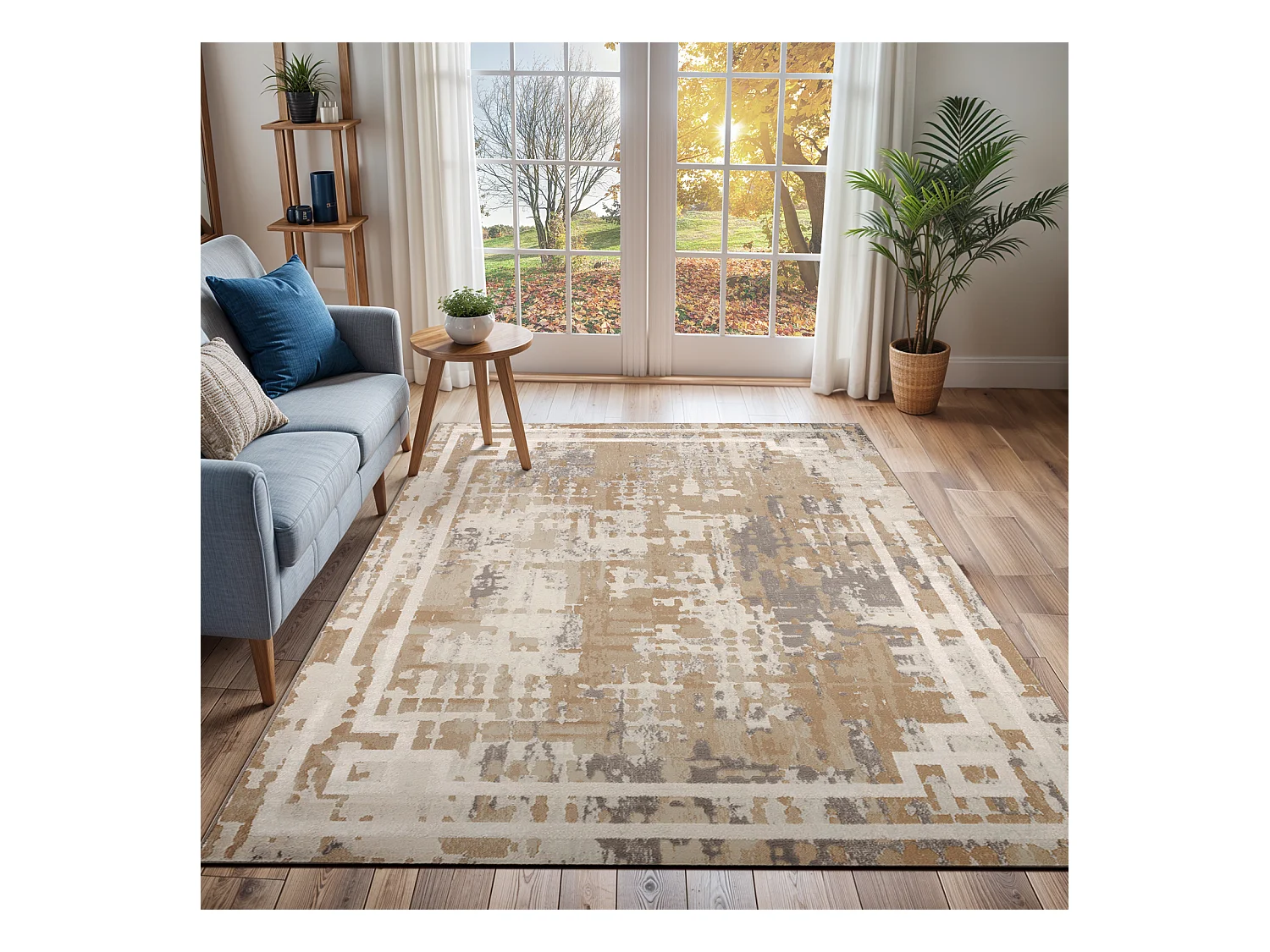 Modern Abstract Tapijt - Beige/Wit - 200x275cm - MARTINA