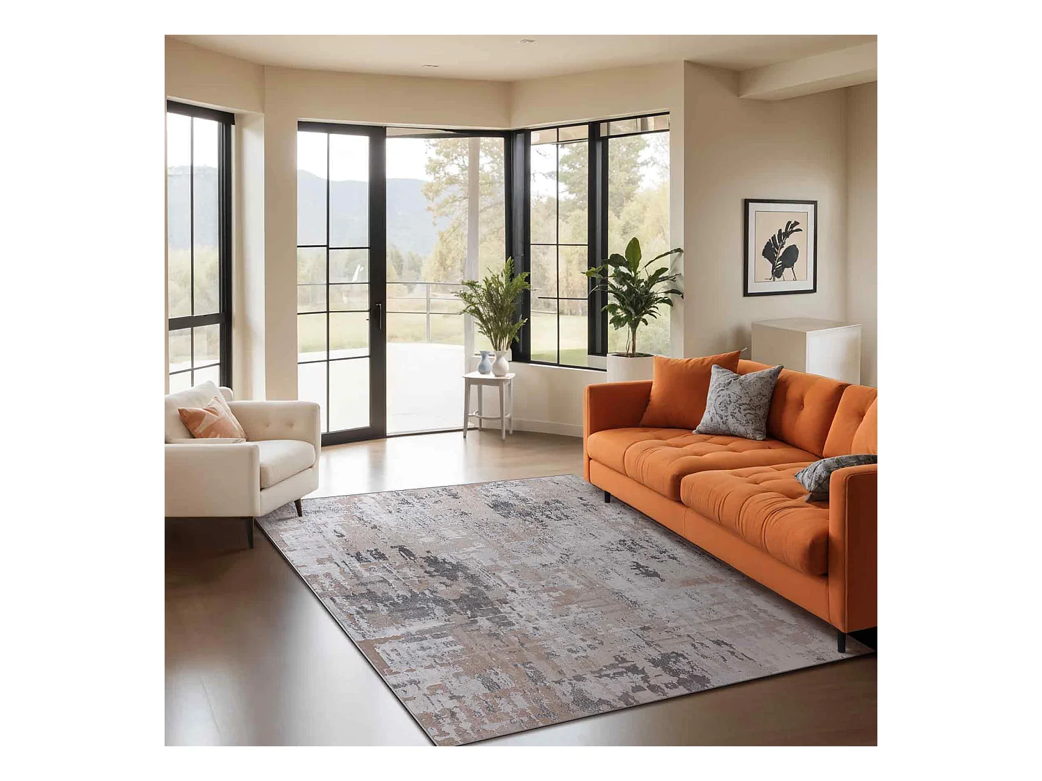 Modern Abstract Tapijt - Beige/Wit - 200x275cm - ORGANA